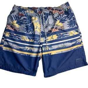 Izod‎ Saltwater Men L Swim Trunks Board Shorts Blue Resort Beach Travel Pool